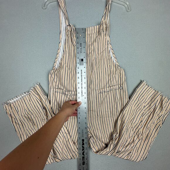 Billabong Womens Small Run Wild Overalls Jumpsuit Striped Tan Adjustable Straps - Picture 4 of 8
